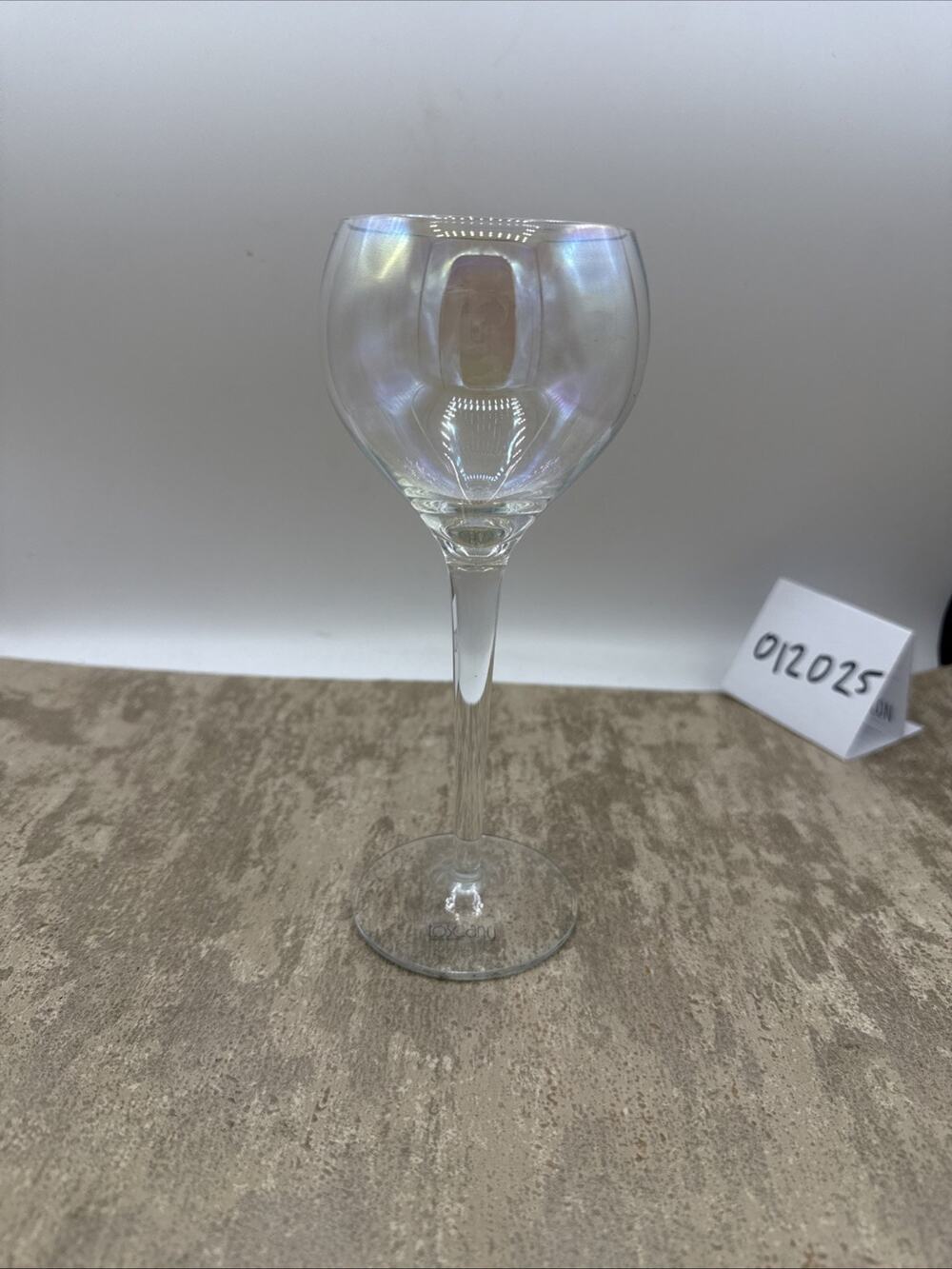 Toscany Hand Blown Crystal Iris Lustre Iridescent Hock Wine Glass 7.5”